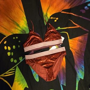 Forever 21 Velvet Red Bandeau Set